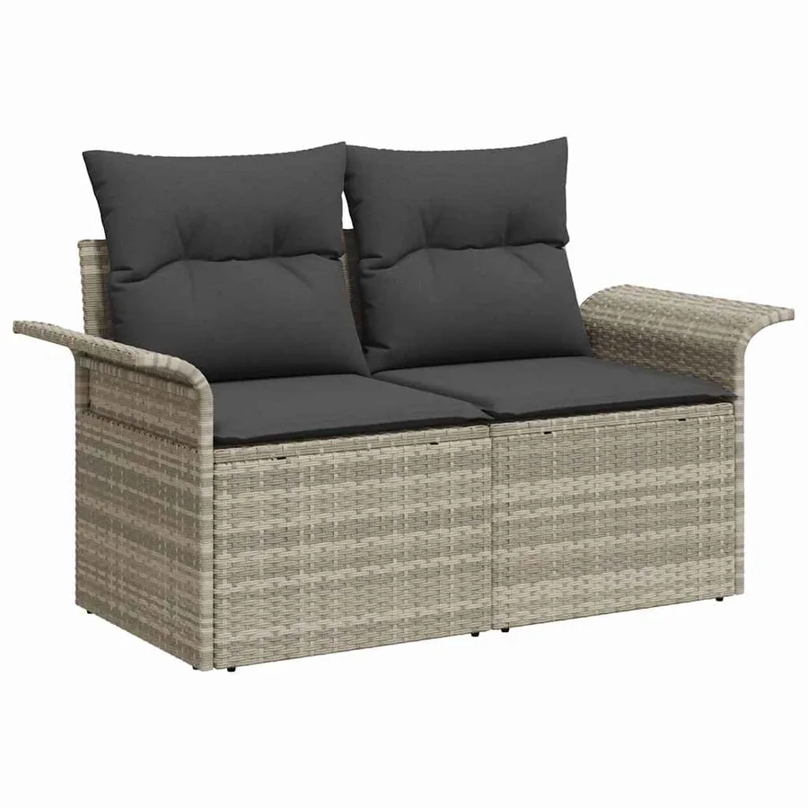 Ensemble de canapé de jardin 8 pcs Gris clair Poly rotin - 7