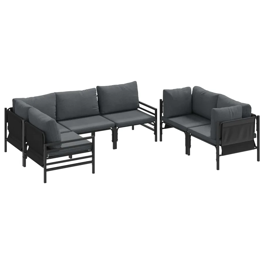 Ensemble de canapé de jardin avec coussin 6 pcs Noir Acier - 2