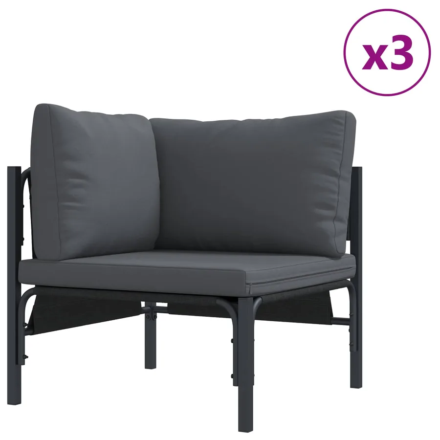 Ensemble de canapé de jardin avec coussin 6 pcs Noir Acier - 3