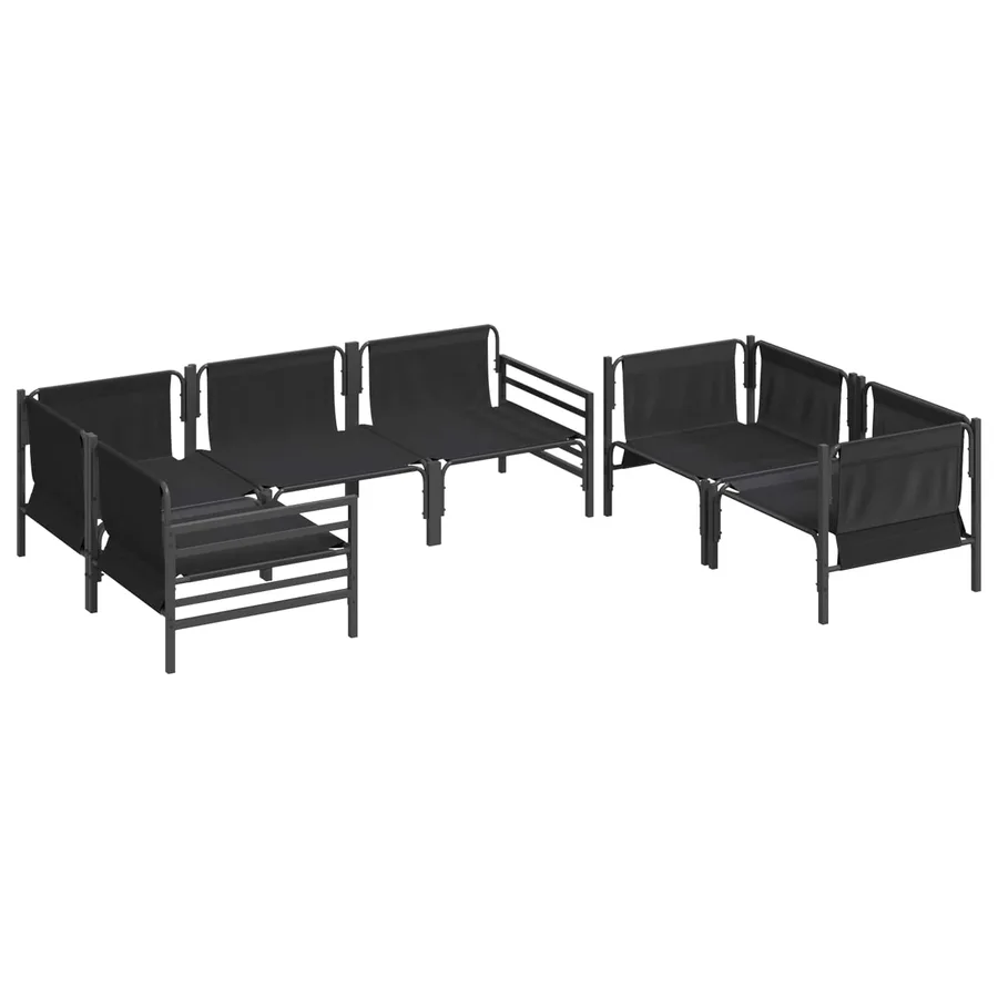 Ensemble de canapé de jardin avec coussin 6 pcs Noir Acier - 7