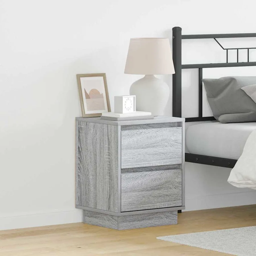 Cabinet de chevet Gris 39 x 34,5 x 50 cm Bois d'ingénierie