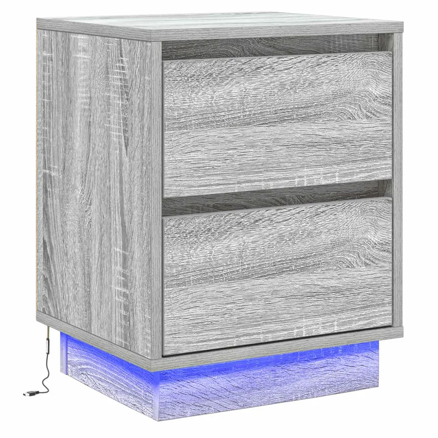 Cabinet de chevet Gris 39 x 34,5 x 50 cm Bois d'ingénierie - 2