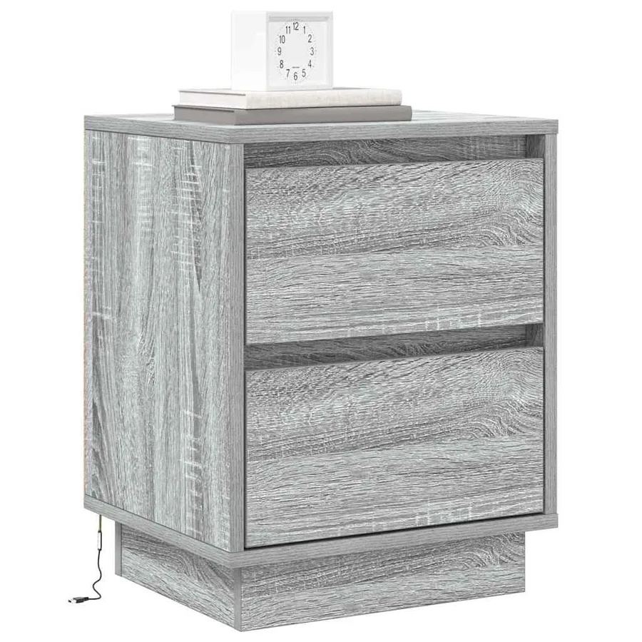 Cabinet de chevet Gris 39 x 34,5 x 50 cm Bois d'ingénierie - 3