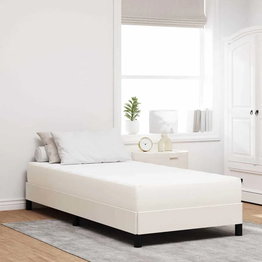 Matelas de Lit avec matelas Crème 90 x 190 cm tissu