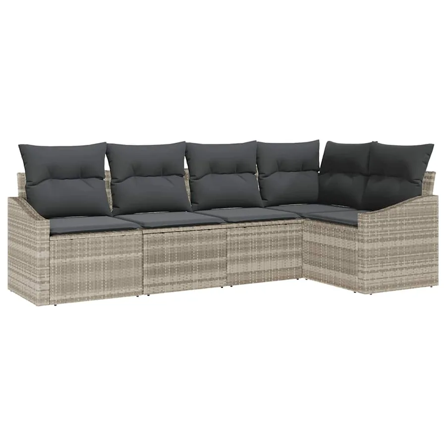 Ensemble de Canapés avec coussin 5 pcs Gris clair polyrotin - 2