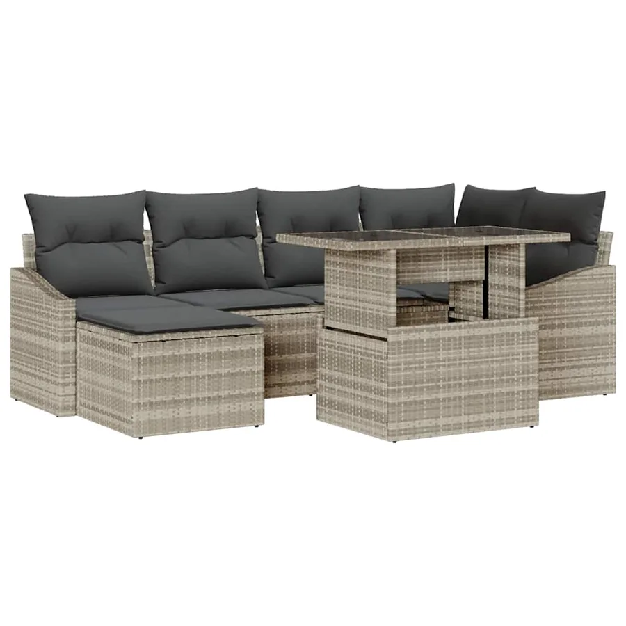 Ensemble de canapé de jardin avec coussin 7 pcs Gris clair - 2