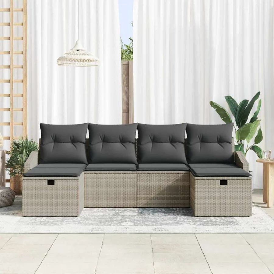 Ensemble de canapé de jardin avec coussin 6 pcs polyrotin - 3
