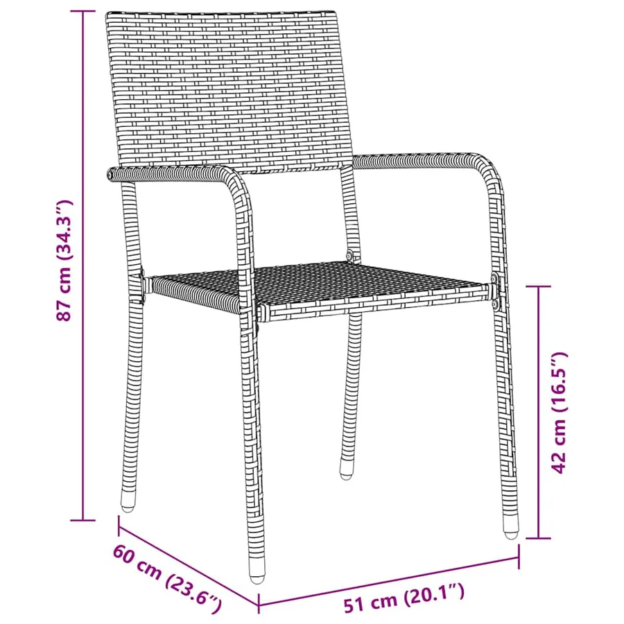 Ensemble de salle à manger pour jardin 7 pcs Gris polyrotin - 8