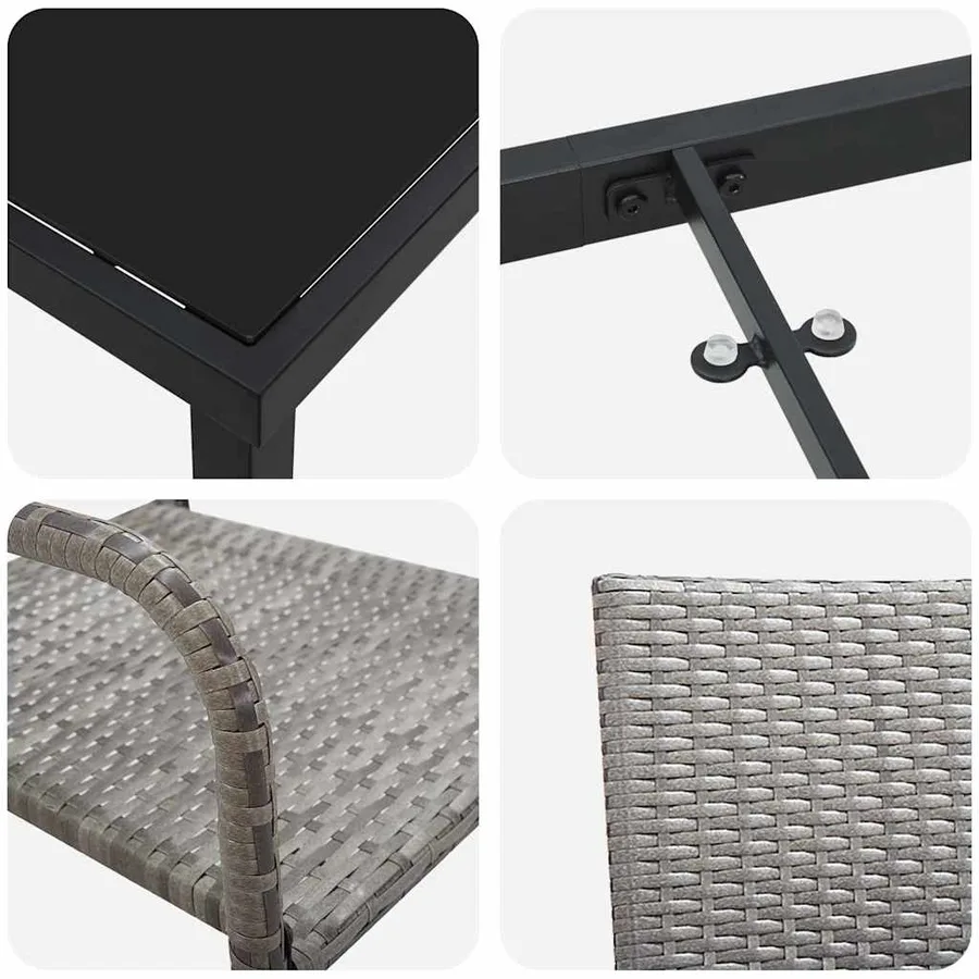 Ensemble de salle à manger pour jardin 7 pcs Gris polyrotin - 9