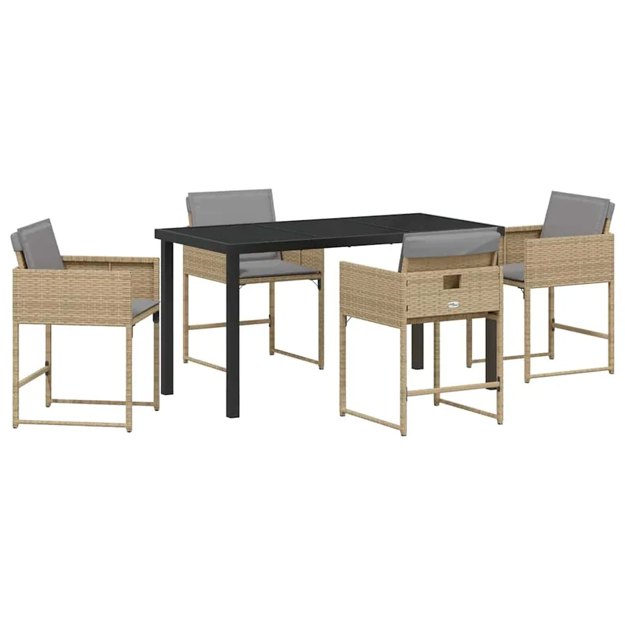 Ensemble de salle à manger pour jardin 5 pcs Beige polyrotin - 2
