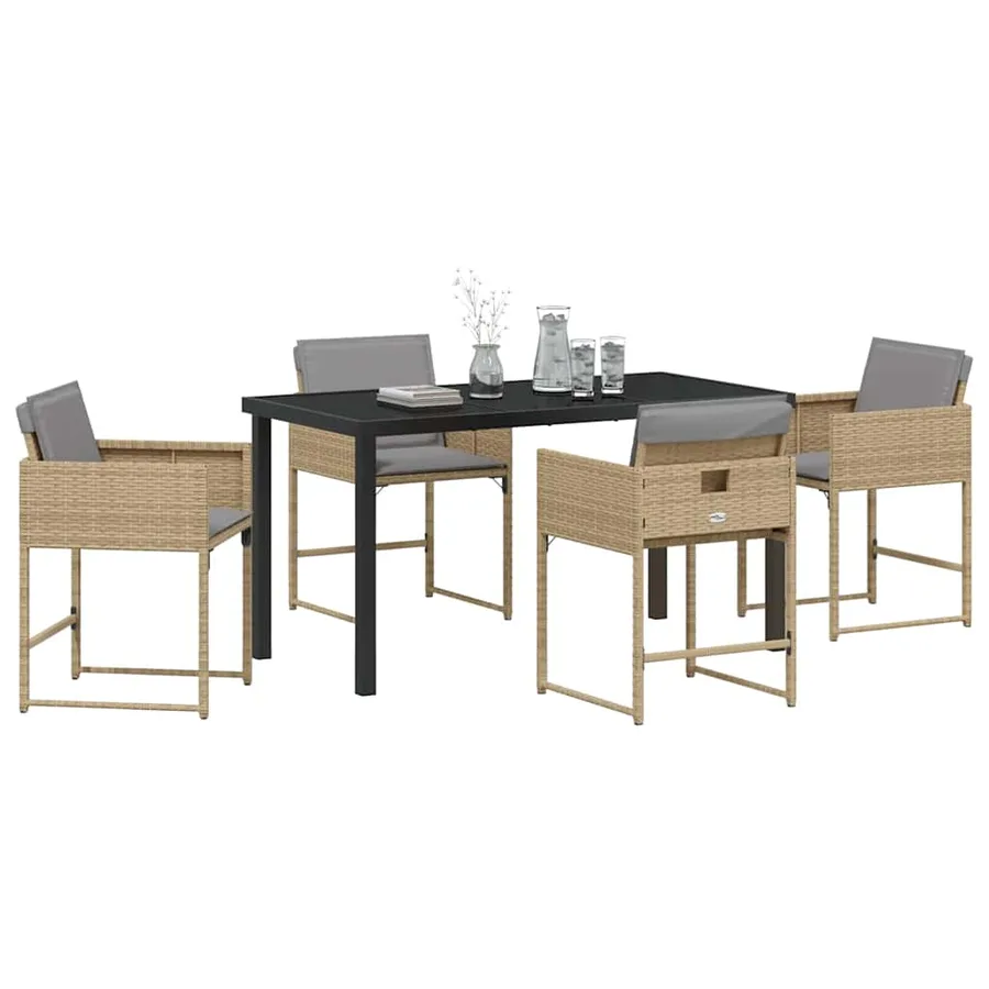 Ensemble de salle à manger pour jardin 5 pcs Beige polyrotin - 3