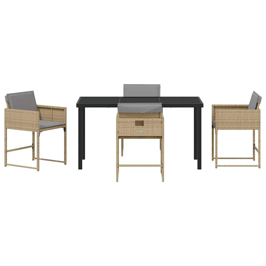 Ensemble de salle à manger pour jardin 5 pcs Beige polyrotin - 7