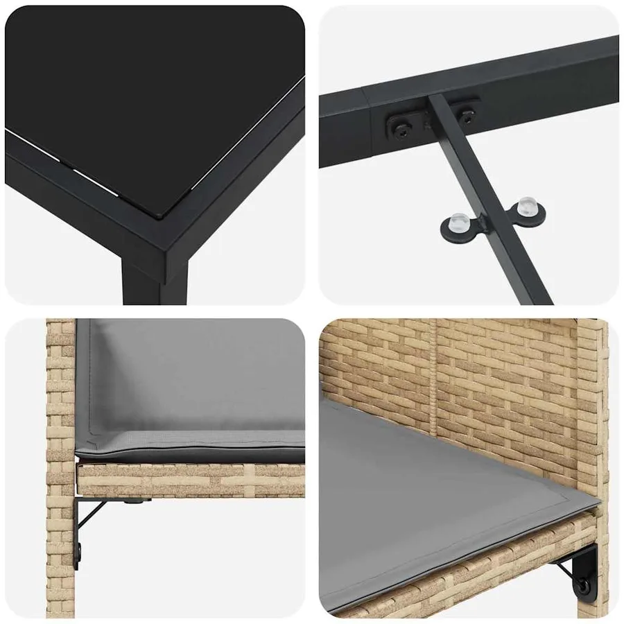 Ensemble de salle à manger pour jardin 5 pcs Beige polyrotin - 9