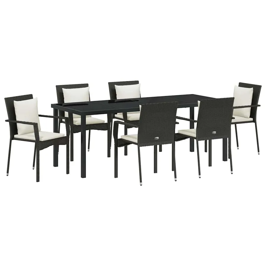 Ensemble de salle à manger pour jardin 7 pcs Noir polyrotin - 2