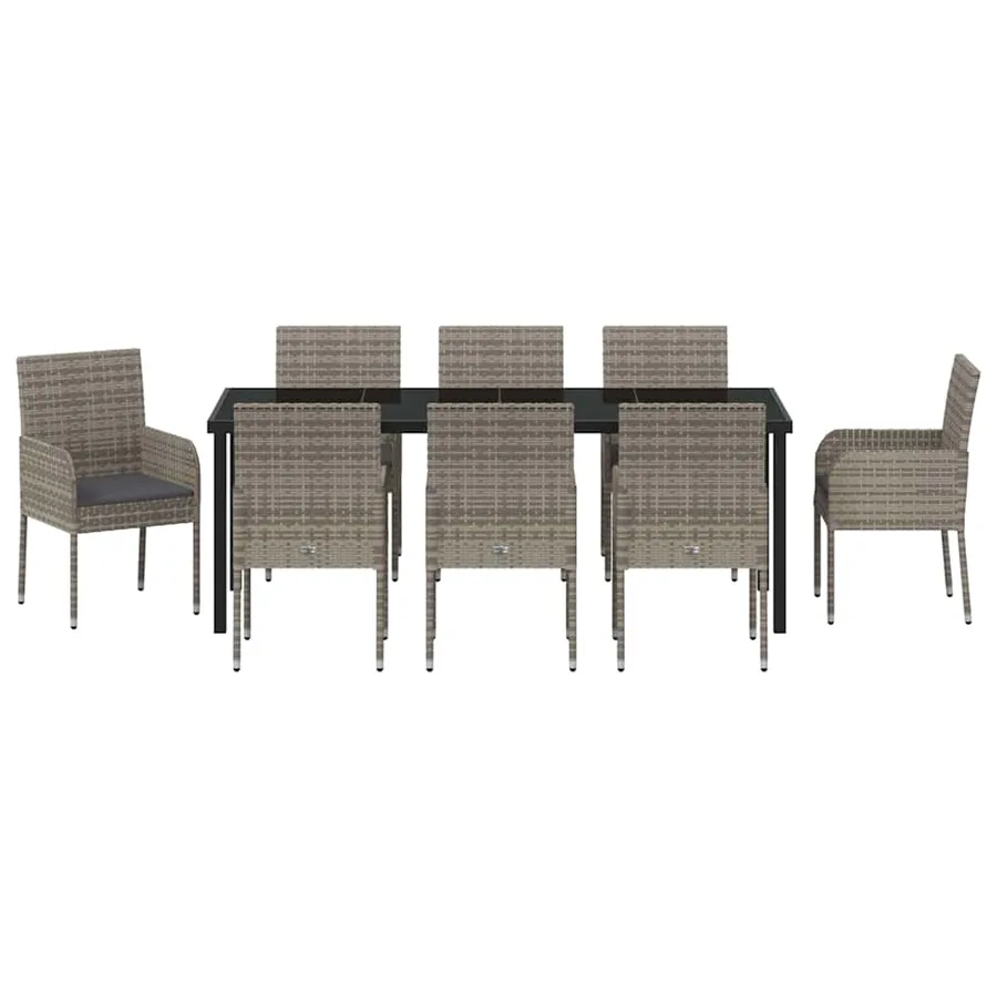 Ensemble de salle à manger pour jardin 9 pcs Gris polyrotin - 7