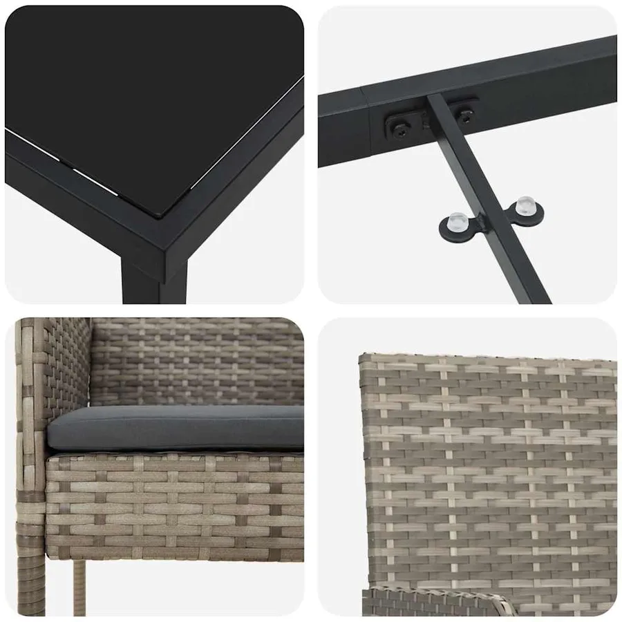 Ensemble de salle à manger pour jardin 9 pcs Gris polyrotin - 9