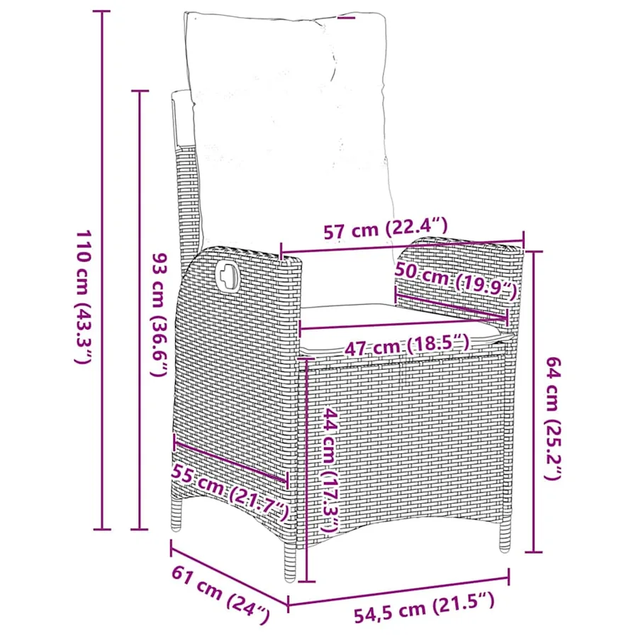 Ensemble de salle à manger pour jardin 7 pcs Beige polyrotin - 10