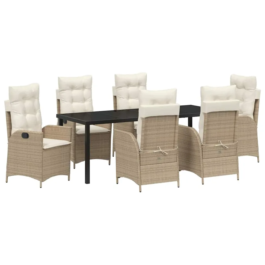 Ensemble de salle à manger pour jardin 7 pcs Beige polyrotin - 2