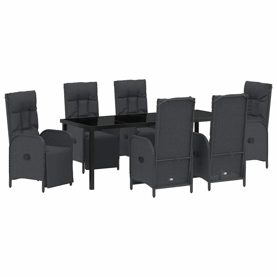 Ensemble de salle à manger pour jardin 7 pcs Noir polyrotin - 2