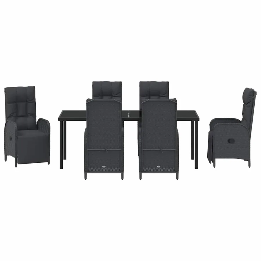 Ensemble de salle à manger pour jardin 7 pcs Noir polyrotin - 7