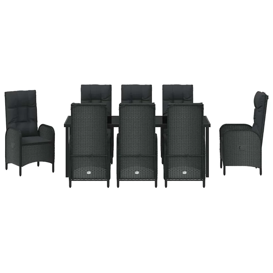 Ensemble de salle à manger pour jardin 9 pcs Noir polyrotin - 7