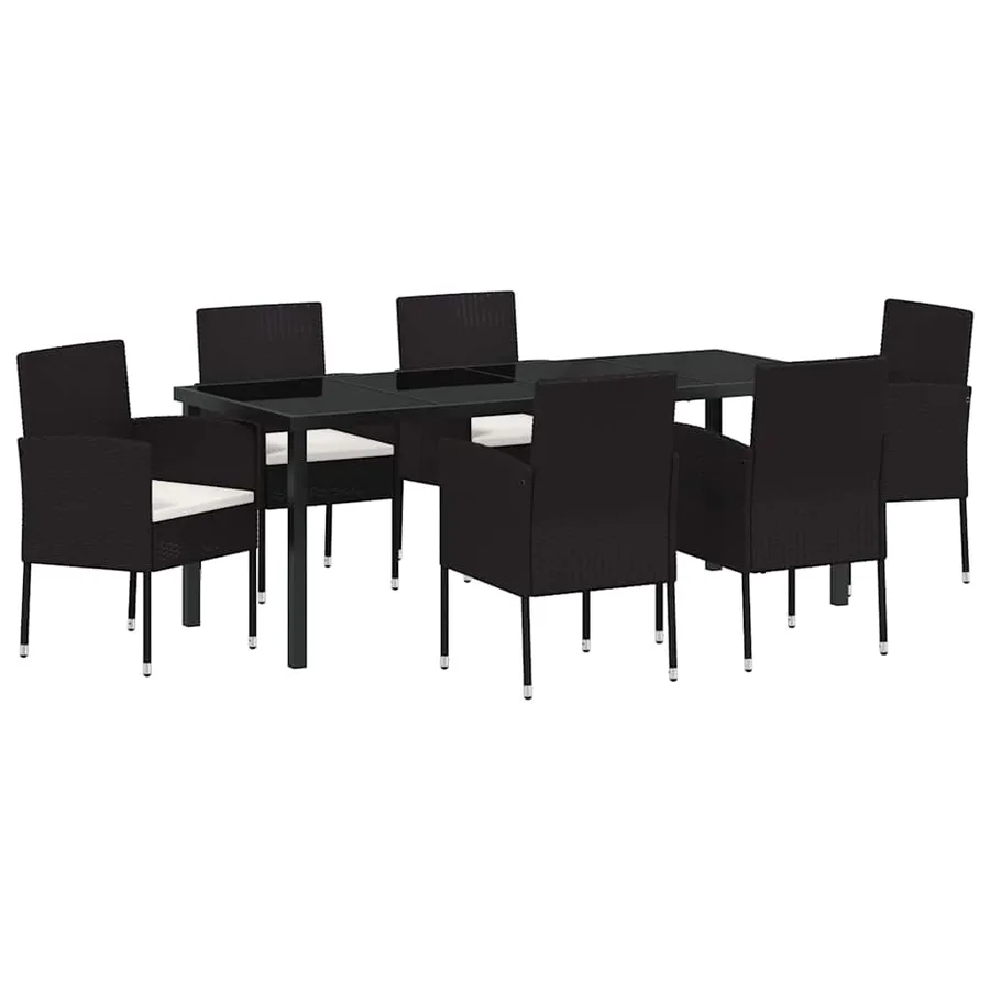 Ensemble de salle à manger pour jardin 7 pcs Noir polyrotin - 2