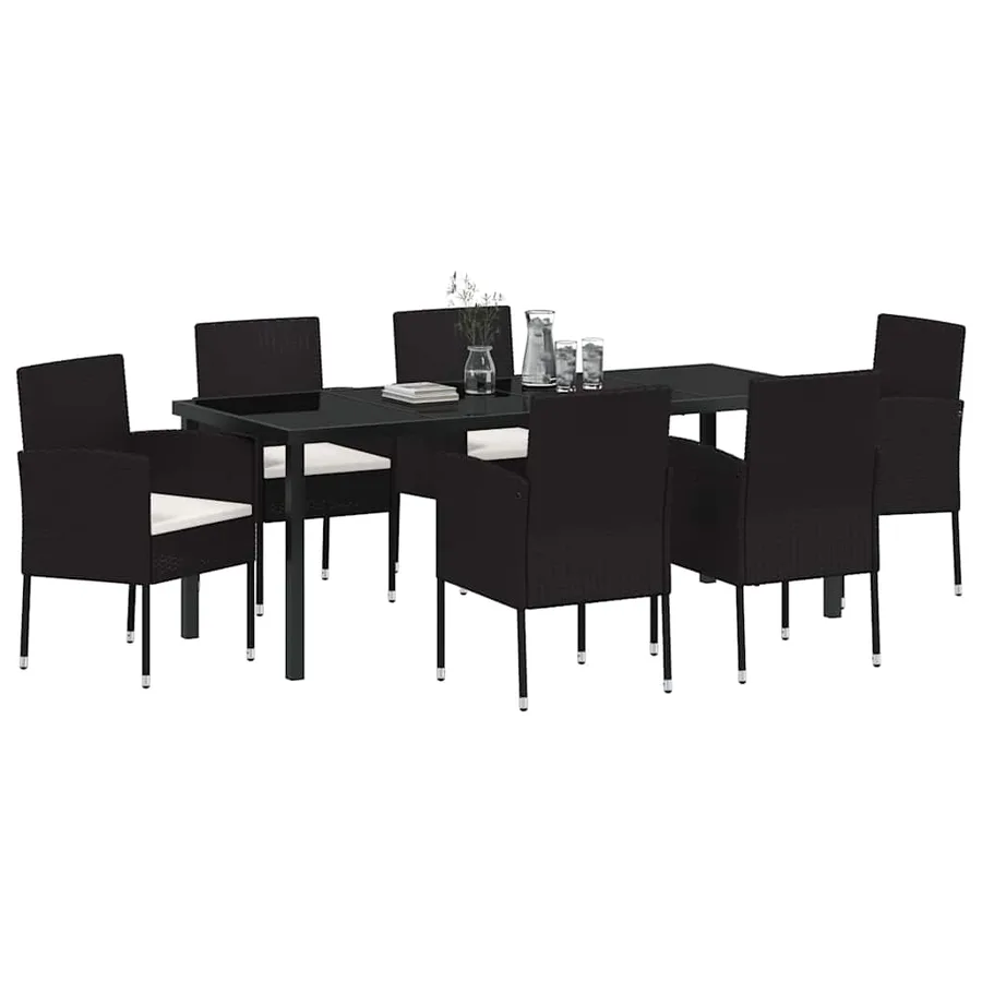 Ensemble de salle à manger pour jardin 7 pcs Noir polyrotin - 3