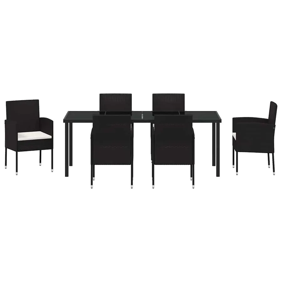 Ensemble de salle à manger pour jardin 7 pcs Noir polyrotin - 7