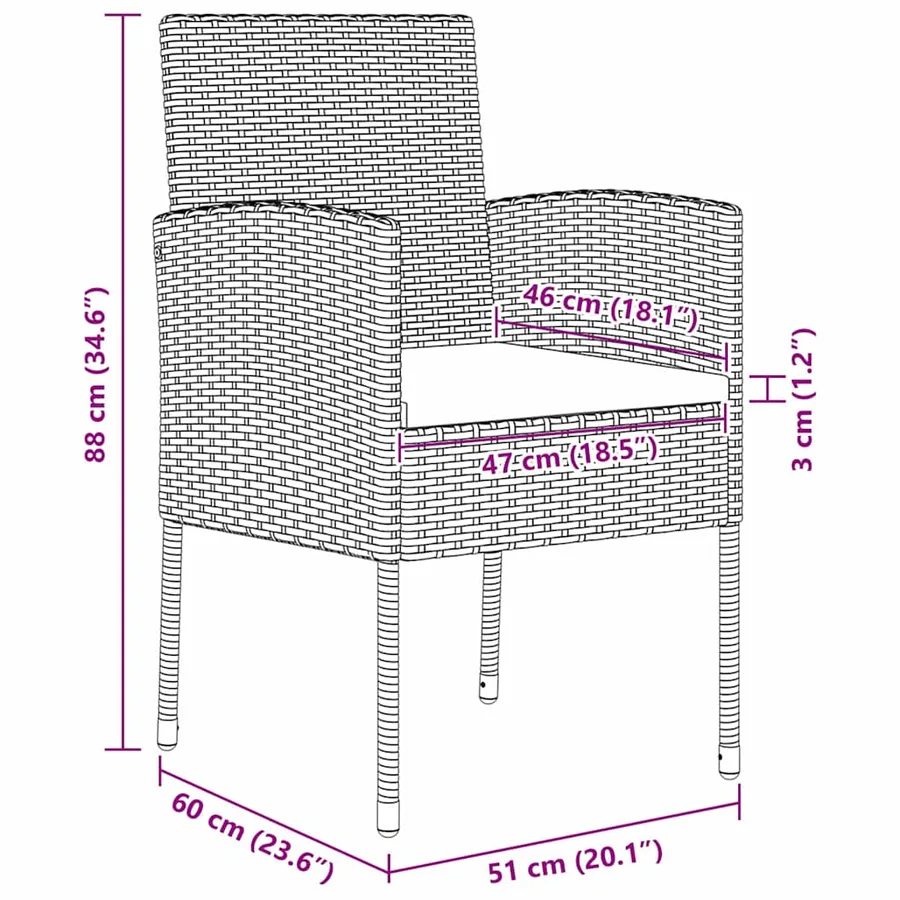 Ensemble de salle à manger pour jardin 7 pcs Noir polyrotin - 8