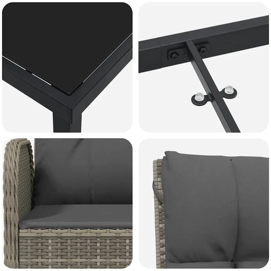 Ensemble de salle à manger pour jardin 9 pcs Gris polyrotin - 9
