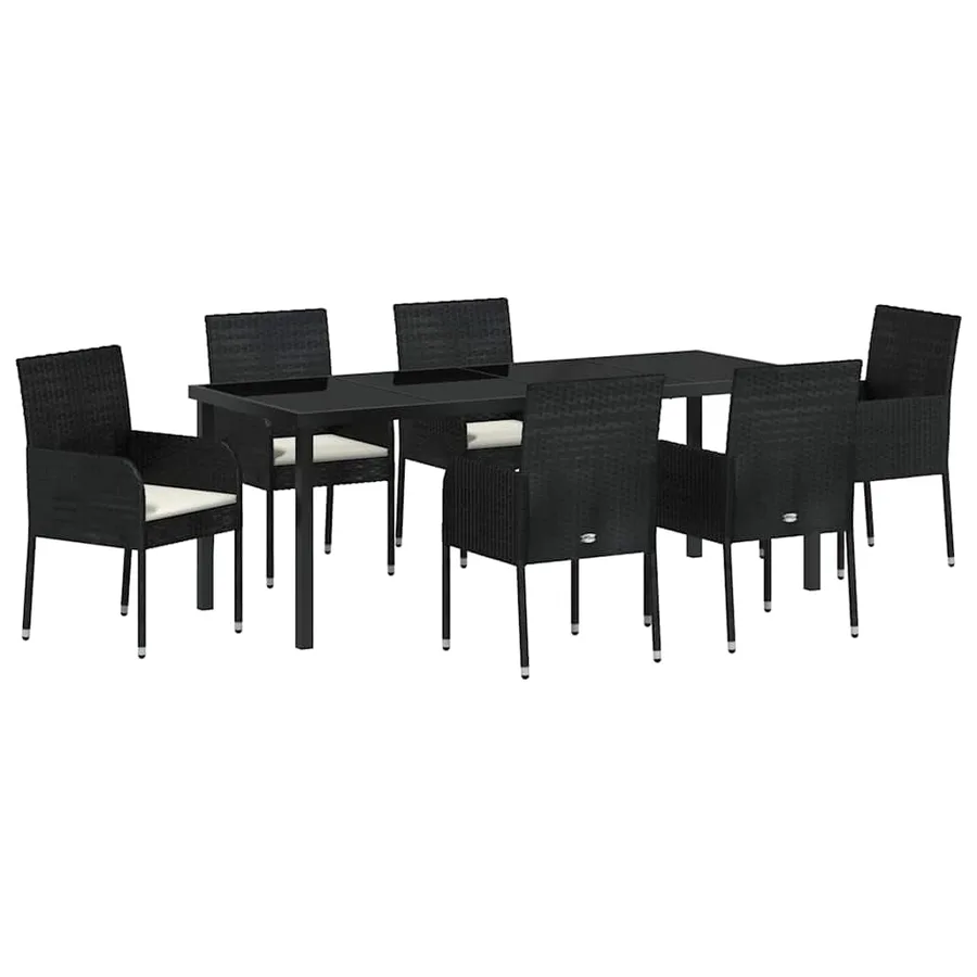 Ensemble de salle à manger pour jardin 7 pcs Noir polyrotin - 2