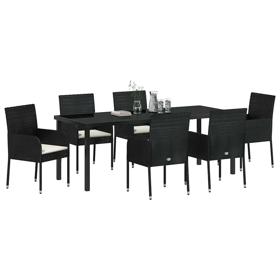 Ensemble de salle à manger pour jardin 7 pcs Noir polyrotin - 3