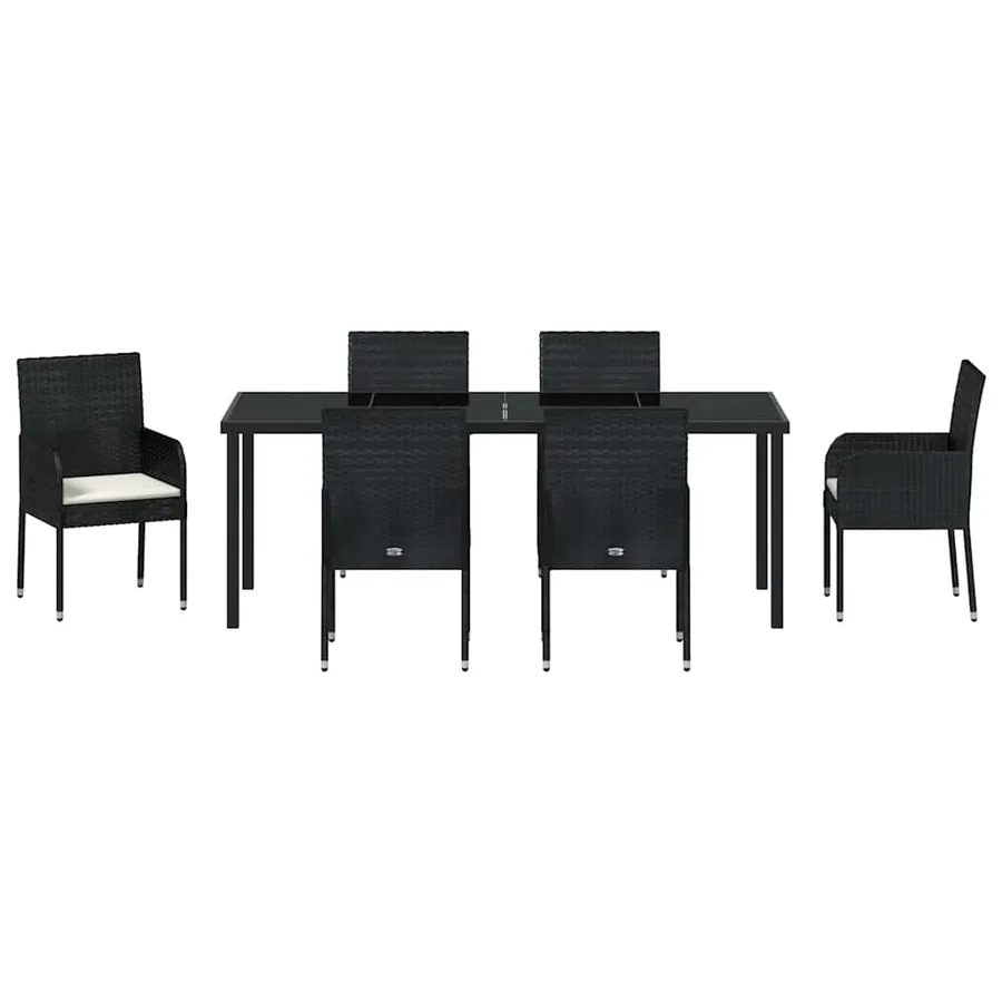 Ensemble de salle à manger pour jardin 7 pcs Noir polyrotin - 7