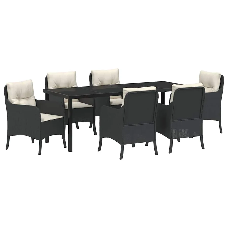 Ensemble de salle à manger pour jardin 7 pcs Noir polyrotin - 2