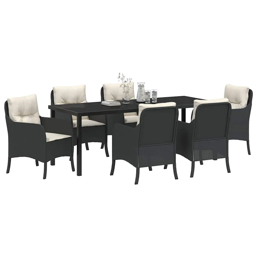 Ensemble de salle à manger pour jardin 7 pcs Noir polyrotin - 3