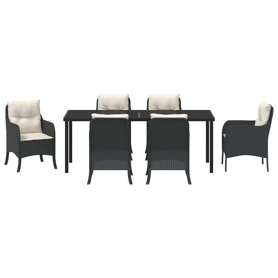Ensemble de salle à manger pour jardin 7 pcs Noir polyrotin - 7