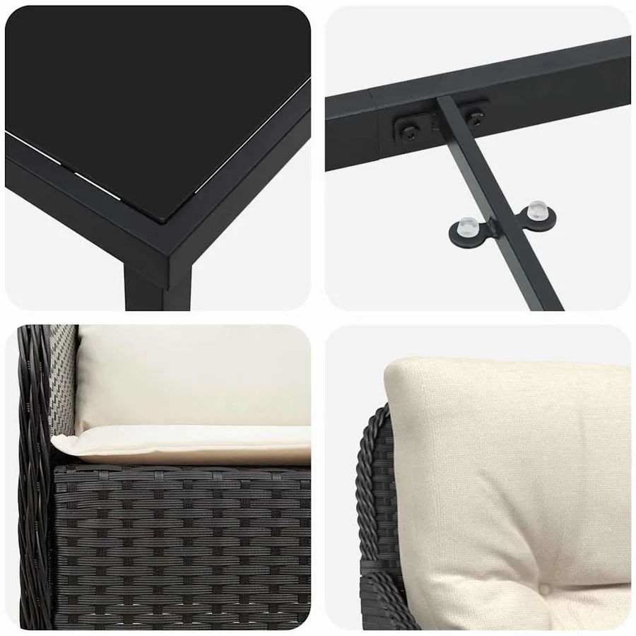 Ensemble de salle à manger pour jardin 7 pcs Noir polyrotin - 9