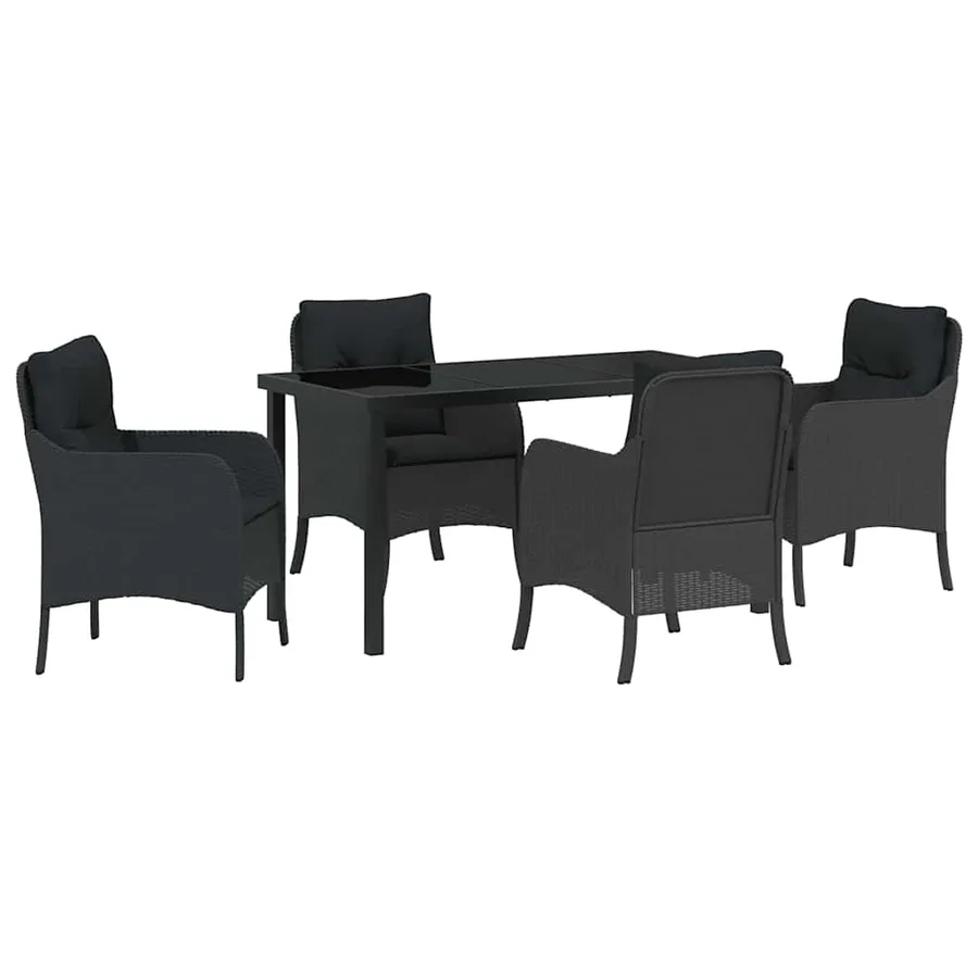 Ensemble de salle à manger pour jardin 5 pcs Noir polyrotin - 2