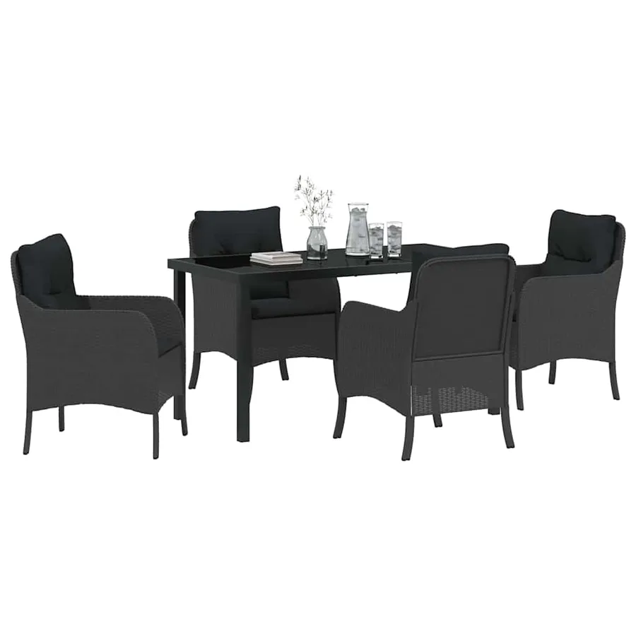 Ensemble de salle à manger pour jardin 5 pcs Noir polyrotin - 3