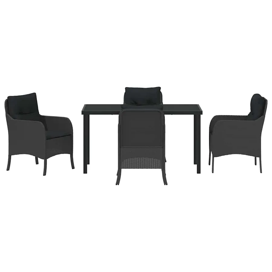 Ensemble de salle à manger pour jardin 5 pcs Noir polyrotin - 7