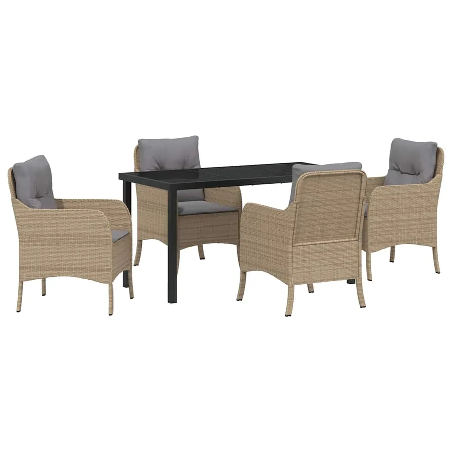 Ensemble de salle à manger pour jardin 5 pcs Beige polyrotin - 2