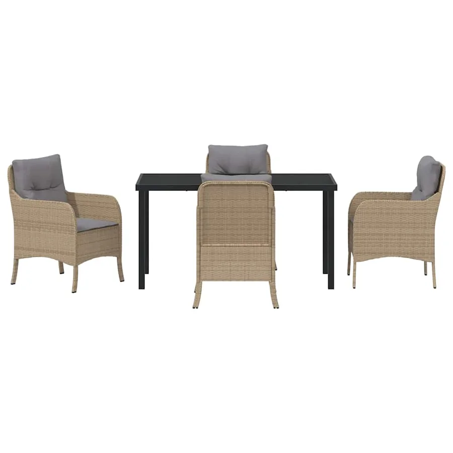 Ensemble de salle à manger pour jardin 5 pcs Beige polyrotin - 7