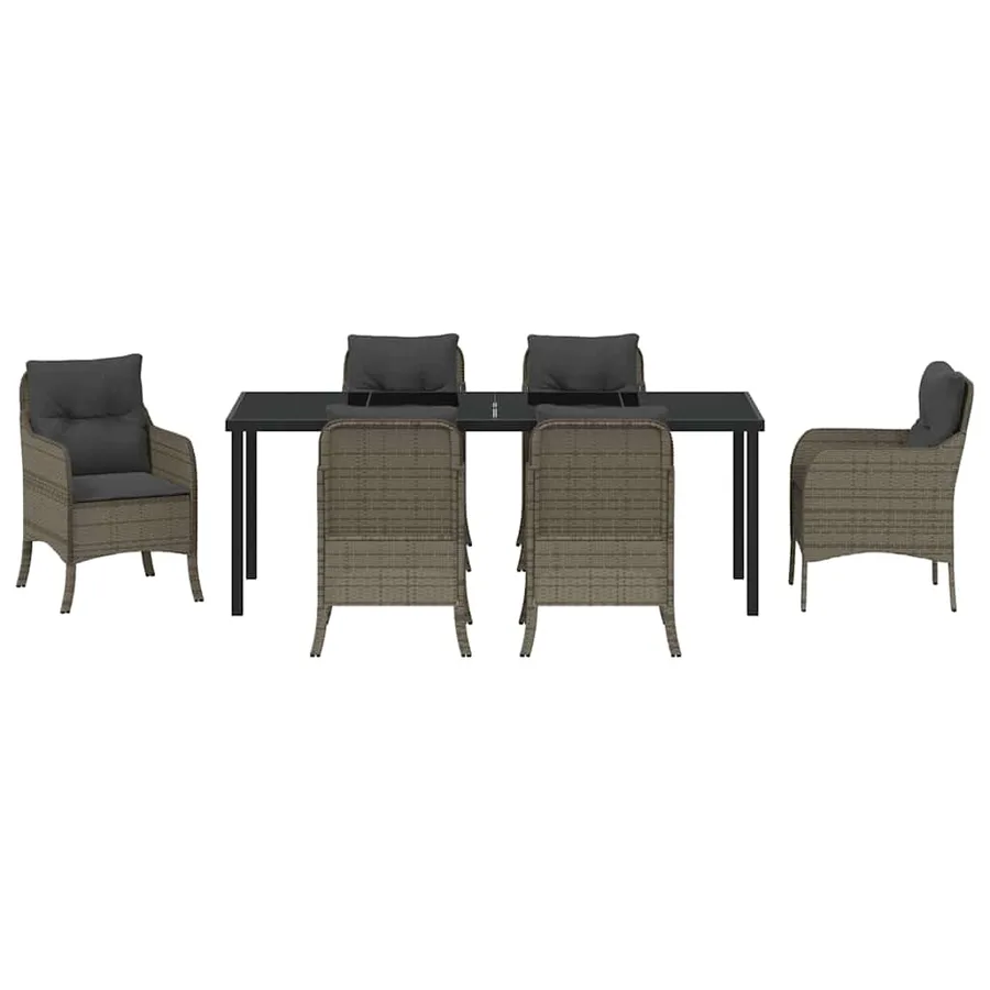 Ensemble de salle à manger pour jardin 7 pcs Gris polyrotin - 7