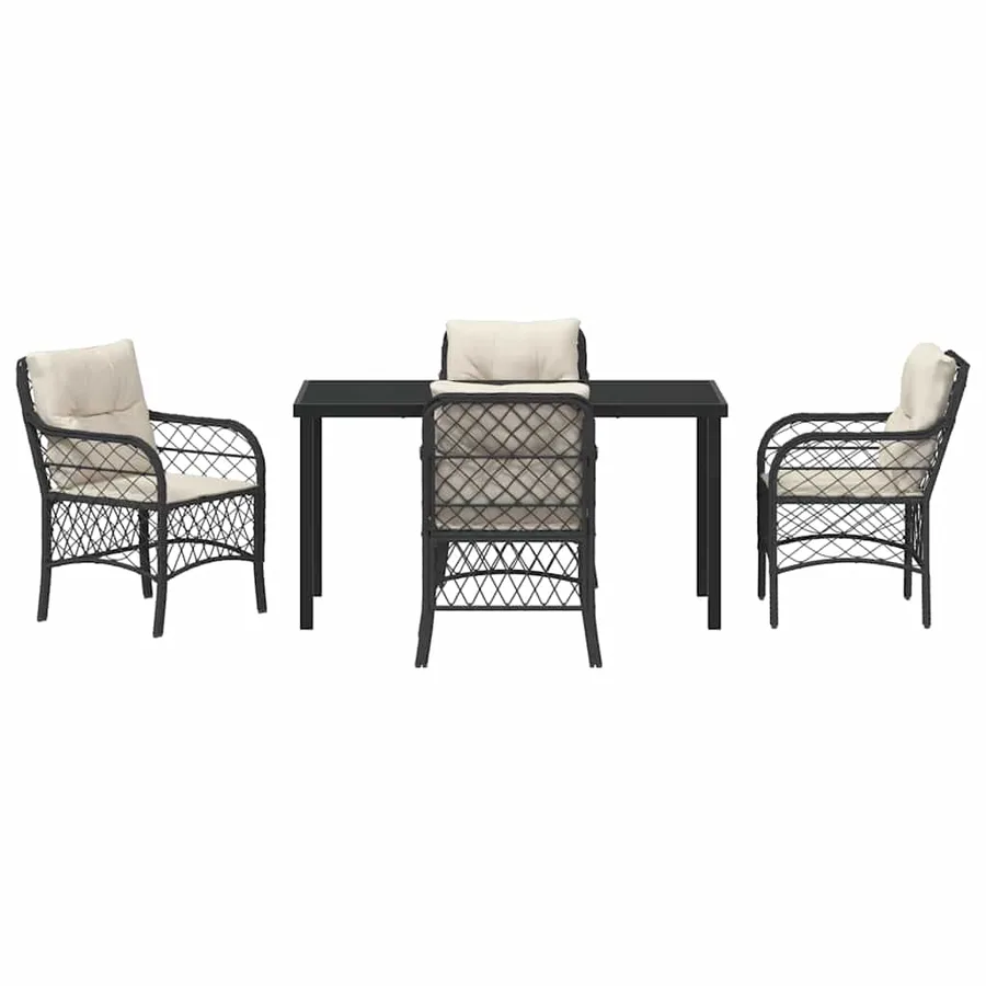 Ensemble de salle à manger pour jardin 5 pcs Noir polyrotin - 7