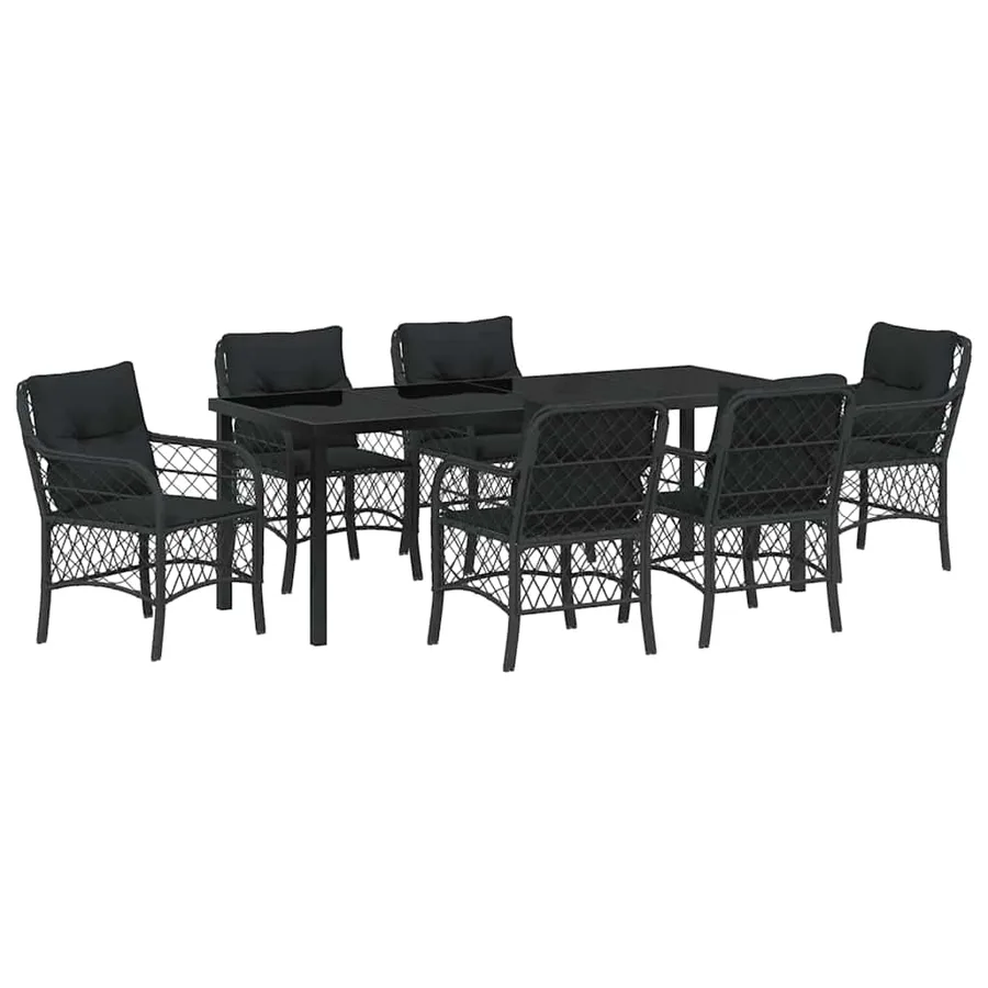 Ensemble de salle à manger pour jardin 7 pcs Noir polyrotin - 2