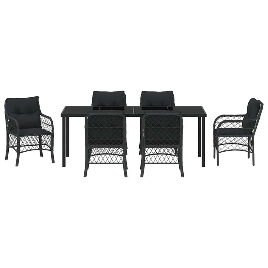 Ensemble de salle à manger pour jardin 7 pcs Noir polyrotin - 7