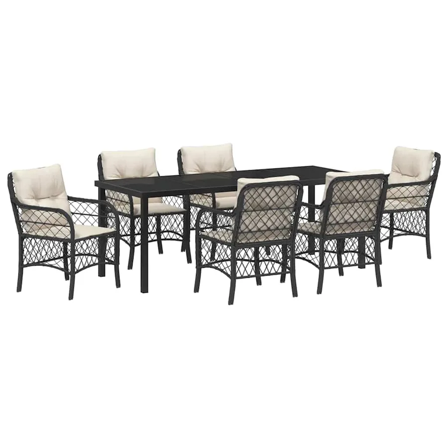 Ensemble de salle à manger pour jardin 7 pcs Noir polyrotin - 2