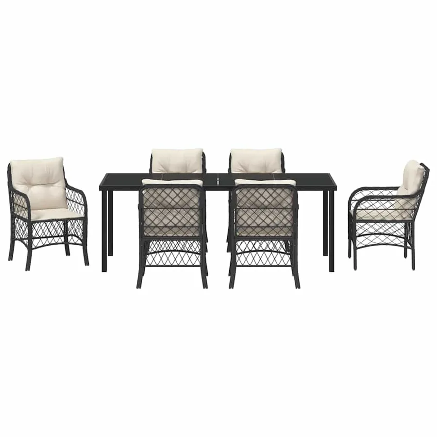 Ensemble de salle à manger pour jardin 7 pcs Noir polyrotin - 7