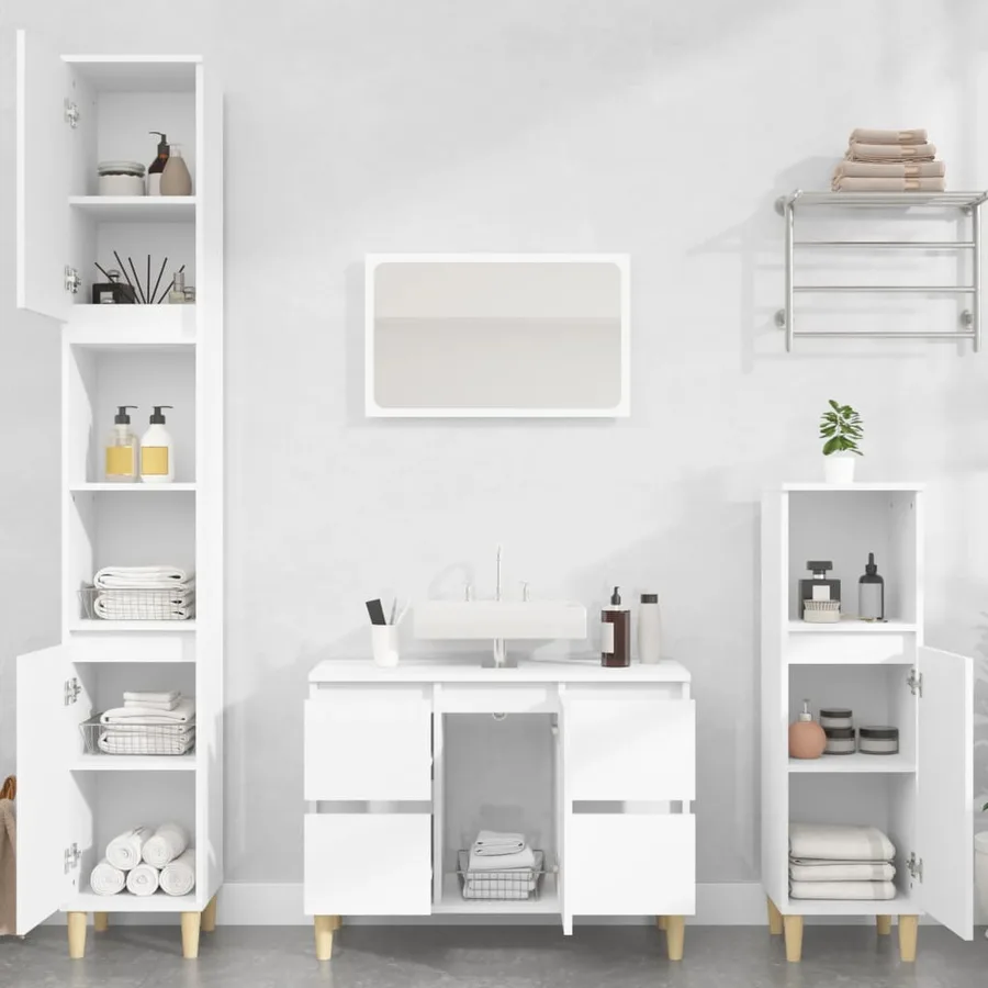Meuble d'évier blanc 80x33x60 cm bois d'ingénierie - 3