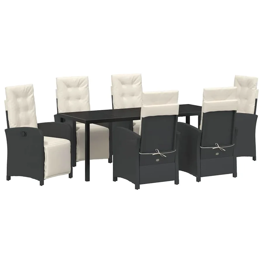 Ensemble de salle à manger pour jardin 7 pcs Noir polyrotin - 2